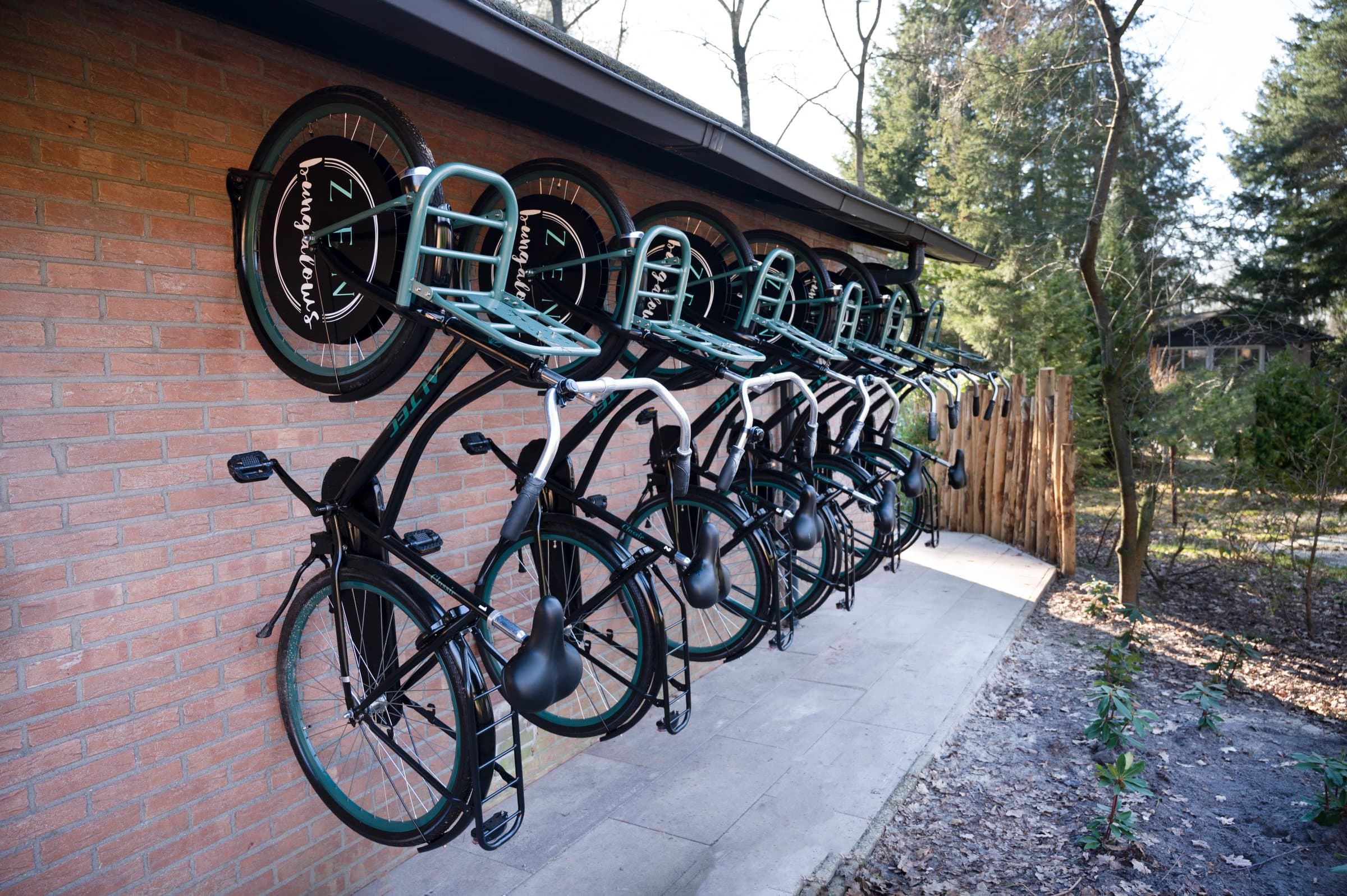 Stadsfietsen bij de bungalow